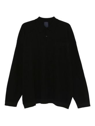 Juun.J polo-collar sweater - Black