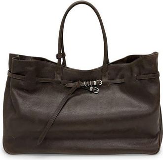 Margesherwood Grandma Bag XL Leather Tote in Washed Brown Embossed Pull-Up at Nordstrom