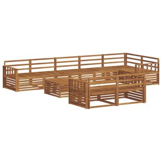 vidaXL Conjunto De Sof&aacute;s De Exterior 9 Pcs Natural Vidaxl