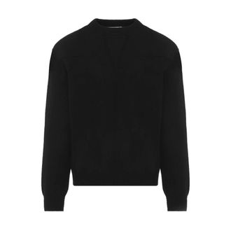 Jil Sander Round-neck Knitwear, male, Black, Size: L Black Jumper Sweater