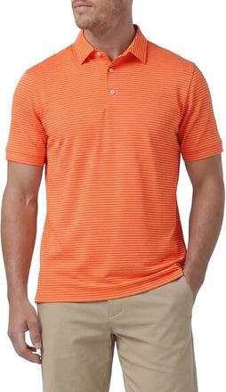 Mizzen+Main Versa Trim Fit Stripe Performance Polo in Orange Alternating Stripe at Nordstrom, Size Xx-Large