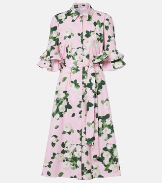 Carolina Herrera Belted floral cotton-blend shirt dress