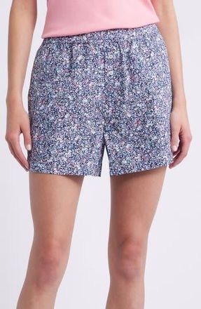 Open Edit Oversize Boyfriend Boxer Shorts in Navy Multi Dense Floral at Nordstrom Rack, Size X-Small