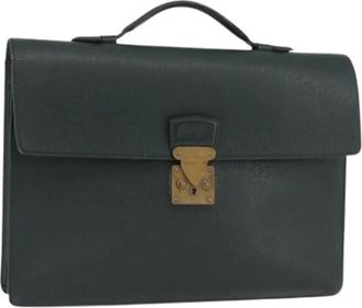 Louis Vuitton Pre-owned Taiga Leather Business Bag - Dames - Vintage Handtas - Groen - ONE Size - Leer - Vintage