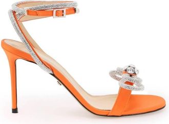 Mach & Mach Double Bow Crystal Satin Sandals, Brand Size 36 ( US Size 6 )