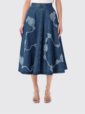 Rotate Gonna midi Rotate in denim di cotone organico