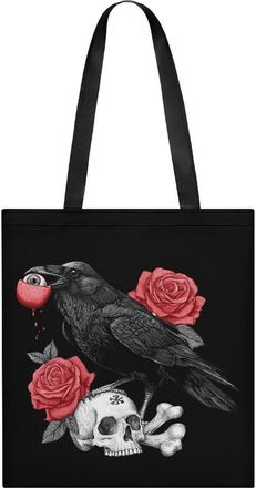 Generic Funny Skull Crow Blackbird Tote Bag for Women Men Shoulder Bags Purses Pouch Handbags