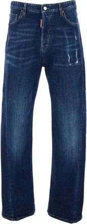 Dsquared2 Jeans met rechte pijpen en distressed details - Heren - Regular Fit Jeans - Blauw - S - Katoen - Jeans