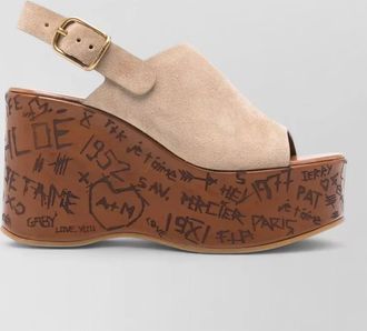 Chlo&eacute; platform sandals peep toe slingback graffiti