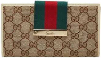Gucci Pre-owned Wallets, female, Beige, Size: ONE SIZE Pre-owned Canvas Wallet