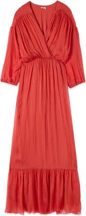 Oltre Lange jurk van een zijdemix voile - Dames - Maxi kleedjes - Oranje - XL - Kleedjes