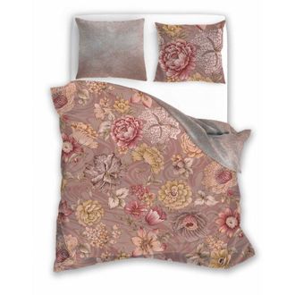 OEM Juego De Cama De Sat&eacute;n 160x200 Con Estampado Digital De Flores Nobles En Rosa Empolvado