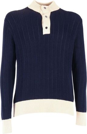 Ballantyne Round-neck Knitwear, male, Blue, Size: XL Maglia