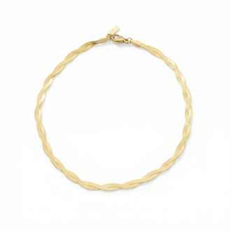 Pompeii3 Amina Anklet 18k Gold Plated 10 6mm Total Width Herringbone Chain