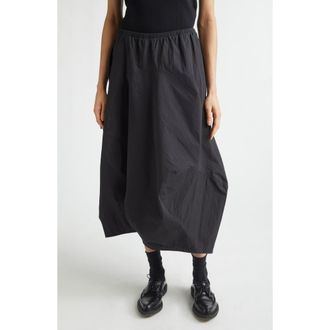Melitta Baumeister Wavy Seam Crinkled Cotton & Nylon Midi Skirt in Black at Nordstrom, Size Medium
