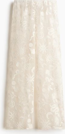 H&M Hose aus Netzstoff mit Motivdetails - Cremefarben