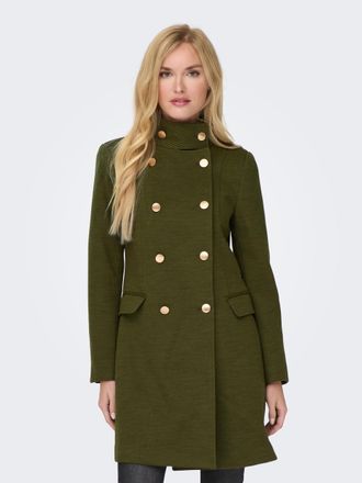 Only Kurzmantel ONLY ONLMOLLY FITTED COAT CC OTW, Damen, Gr. S, gr&uuml;n (schwarz olive), Web, Obermaterial: 100% Polyester, unifarben, regular fit, M&auml;ntel Kur
