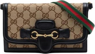 Gucci Pre-owned Vintage Canvas Crossbody Bag - Dames - Vintage Schoudertas - Bruin - ONE Size - Leer - Vintage