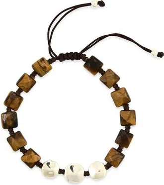 Caputo & Co. Faceted Square Bracelet in Yellow Tiger Eye at Nordstrom