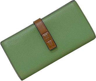 Loewe Green Khaki Leather Long Wallet (Bi-Fold) (Pre-Owned)