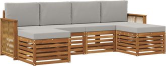 vidaXL Conjunto De Sof&aacute;s De Exterior 5 Uds. Natural Y Gris Claro Vidaxl