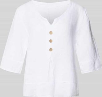 Zabaione Regular Fit Bluse mit 3/4-Arm Modell Ol44iviaa in Weiss, Gr&ouml;&szlig;e XXL