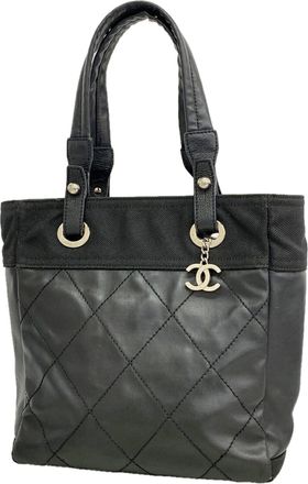 Chanel Black Canvas Tote Bag (Pre-Owned)