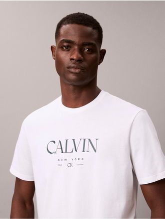 Calvin Klein Mens Calvin Graphic Classic T-Shirt - White - 2XL