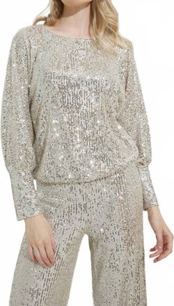 Joseph Ribkoff Sequin Blouse In Silver/nude