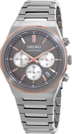 Seiko Essentials Chronograph Quartz Grey Dial Mens Watch HGK002P1