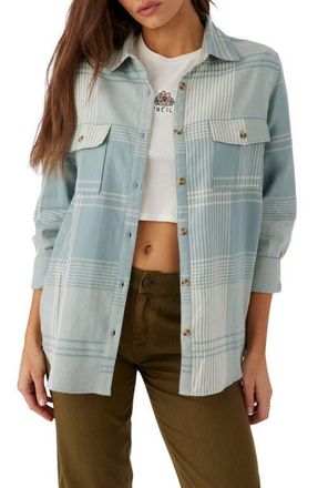 O'Neill Brooks Oversize Flannel Button-Up Shirt in Silver Blue at Nordstrom, Size Medium