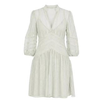 Twinset Short Dresses, female, Green, Size: S Short Lace Dress with V-Neck