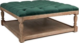Zentique Green Velvet Square Tufted Ottoman