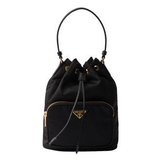 Prada (WMNS) PRADA SS25 Prada Duet Re-Nylon Bucket Bag Black 1BH038-2AOS-F0002