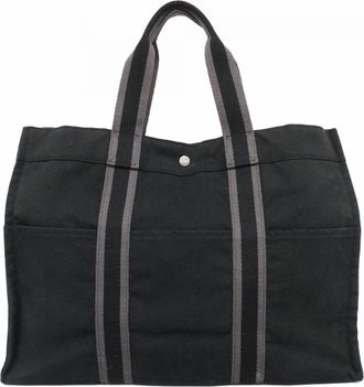 Herm&egrave;s Black Canvas Tote Bag (Pre-Owned)