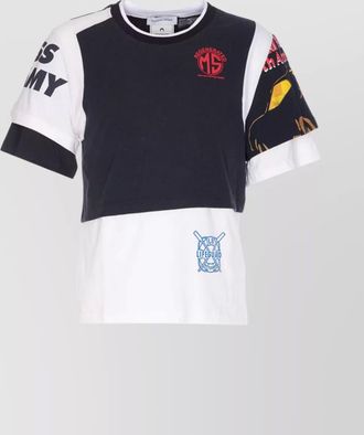 Marine Serre graphic layered t-shirt with color block design