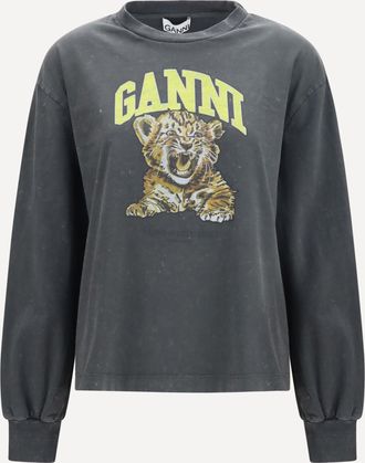 Ganni T-shirt a maniche lunghe con stampa tigre Woman XS