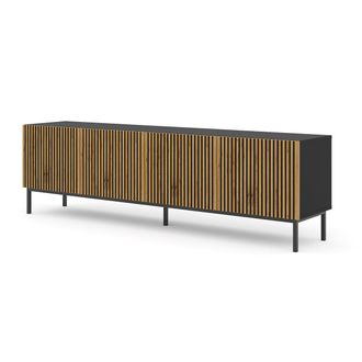 AC-D&eacute;co Mueble Tv 4 Puertas 200 Cm Phila&eacute; Madera Y Negro
