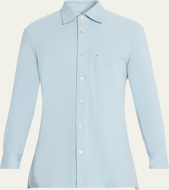 Kiton Mens Cotton Pique Nerano Button-Down Shirt