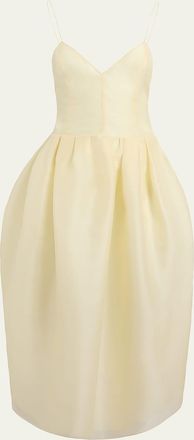 Khaite Colette Silk Organza Sleeveless Fit-And-Flare Midi Dress
