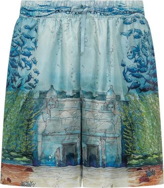 Casablanca Badmode, Heren, Veelkleurig, 2Xl, Trompe loeil Shorts