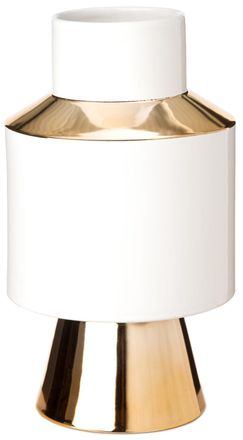 Pols Potten Handgefertigte Design Vase Object White & Gold 34 cm