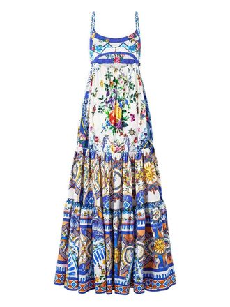 Camilla Tiles Darls long dress - women - Organic Cotton - M - White