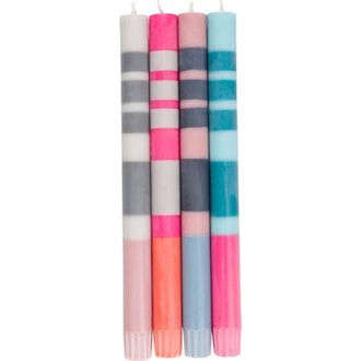 British Colour Standard Striped Dinner Candles - Set of 4 in Pinks/blues/greys at Nordstrom