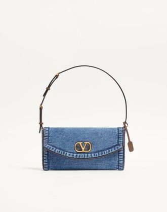 Valentino Garavani Valentino Garavani DeVain Small Denim Shoulder Bag Wo