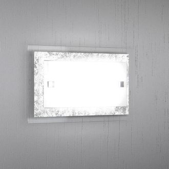 Top-Light Applique Moderna Tray Metallo Bianco Vetro Foglia Argento 1 Luce E27