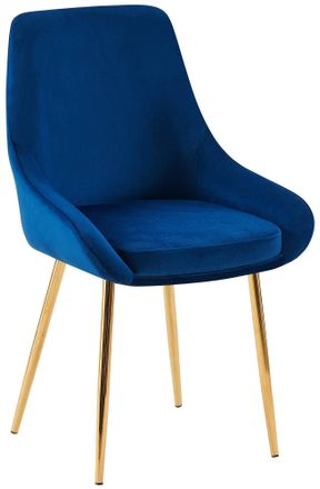 Clp Silla De Comedor Elmira De Terciopelo Azul Oscuro Metal Oro