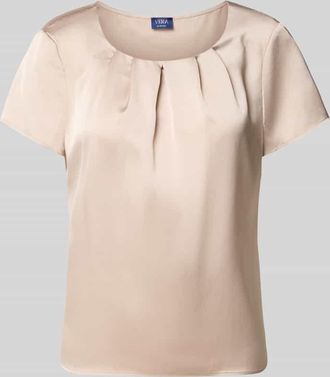 Vera Mont Blusenshirt mit Rundhalsausschnitt und Raffungen in Beige, Gr&ouml;&szlig;e 36