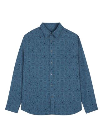 Maison Kitsuné floral-print shirt - men - Cotton - M - Blue