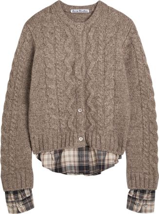 Acne Studios Shirt-effect Wool-blend Cardigan - Light Brown - L (UK14 / L)